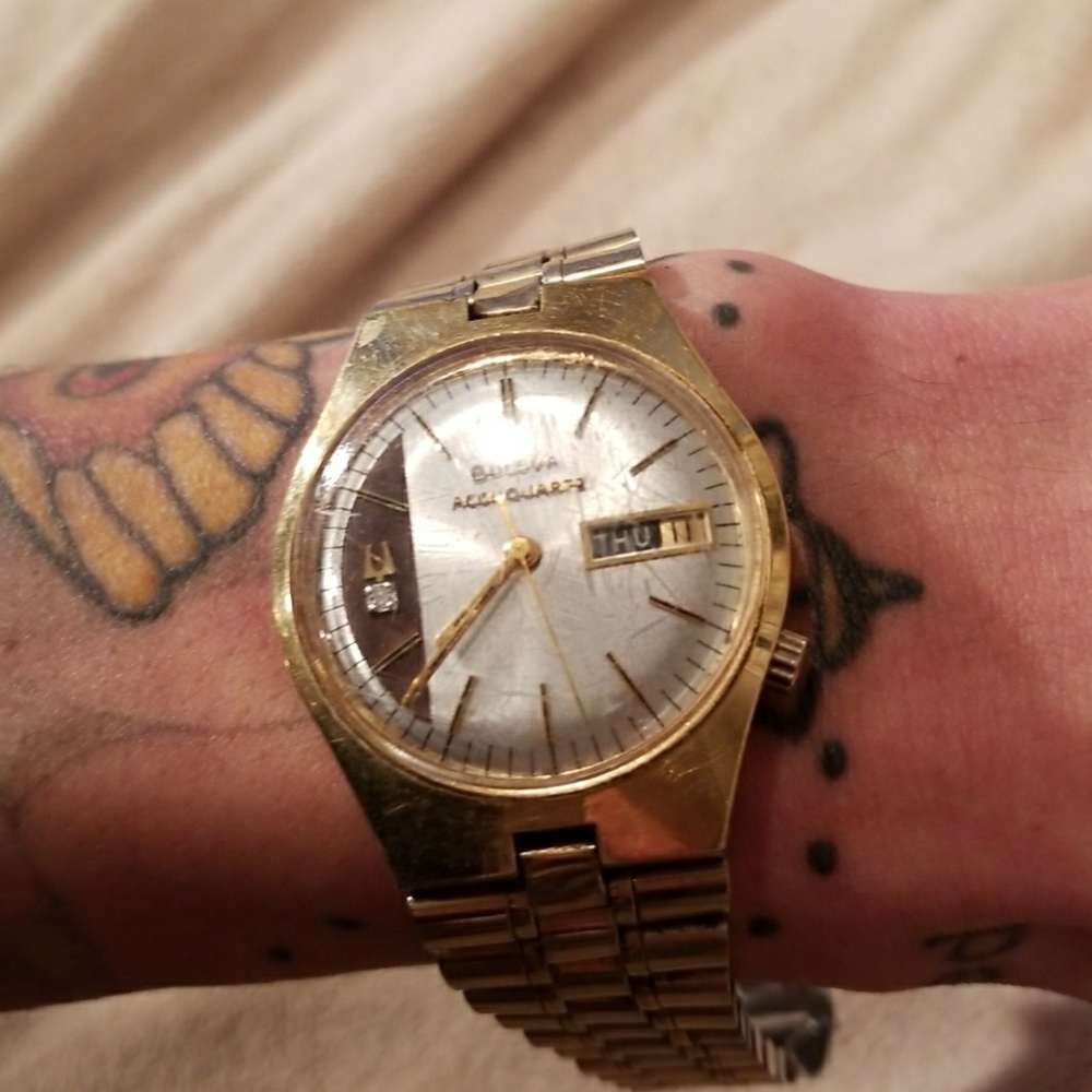 Vintage 10k Bulova Accuquartz with Diamond